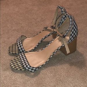 Checkered Open Toe Heels